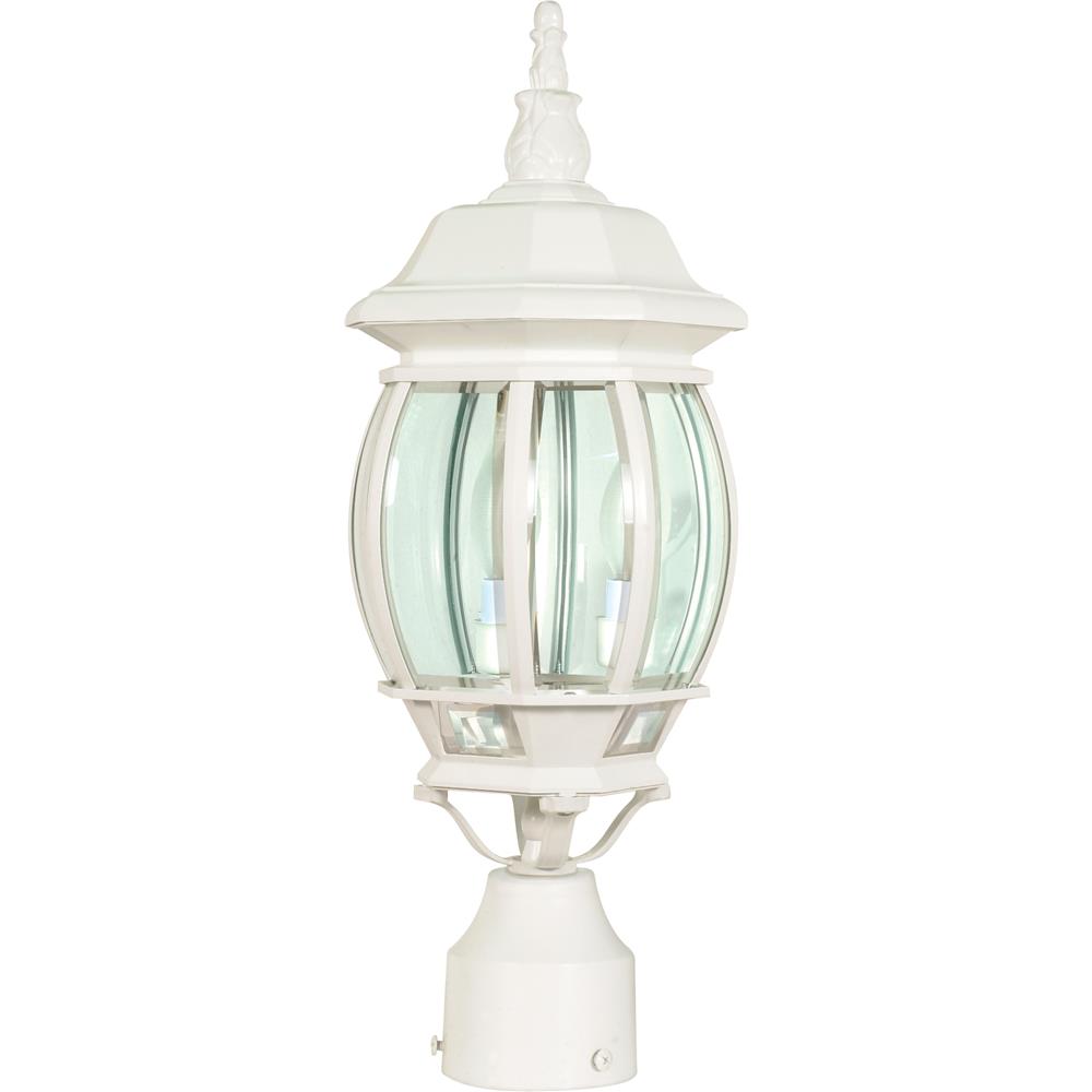 Nuvo Lighting 60/897  Central Park - 3 Light - 21" - Post Lantern with Clear Beveled Glass in White Finish